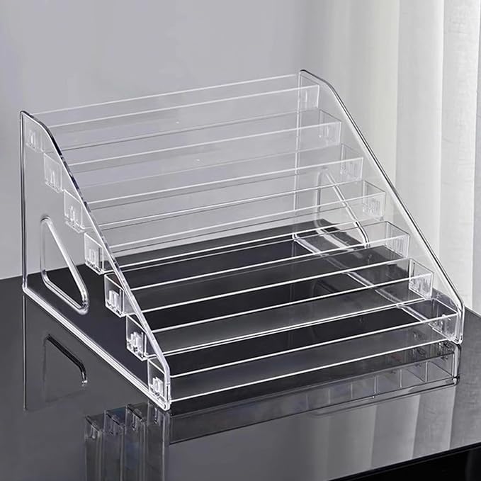 Acrylic Nail Polish Organizer Rack, 7 Tier Holder Stand for Nail Polish Holder Sunglasses Organizer Essential Oils Holder Clear Eyeglasses Display Case Makeup Organizer???Transparent???