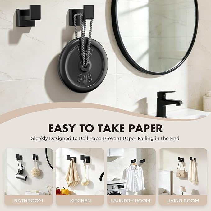10-Pieces Matte Black Bathroom Accessories Set, Stainless Steel Bathroom Hardware Set, Towel Racks for Bathroom Wall Mounted 24 Inch Bath Towel Bar Set.