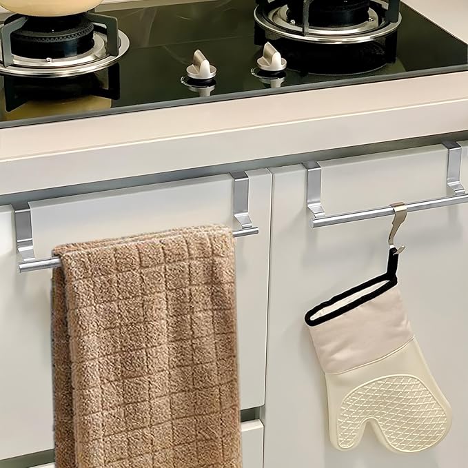 2Pack 9Inch Stainless Steel Over Cabinet Door Towel Bar Holders(Silver)