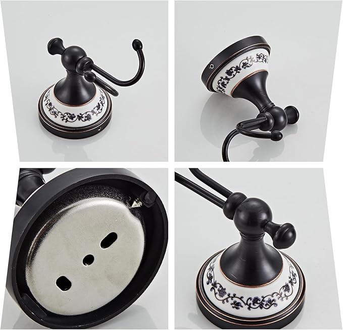 Black Bronze Brass Bath Towel Hooks Wall Mounted Bathroom Clothes Hook,Antique Brass Horn Shape Curved Towel Hooks