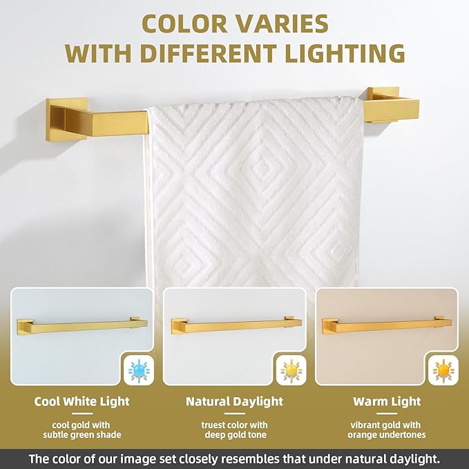 Bath Towel Bar 23.74", Angle Simple SUS304 Stainless Steel Bathroom Towel Holder, Shower Towel Rod, Single Towel Hanger Bar, Clothing Towel Rack for Wall, Brushed Dark Gold