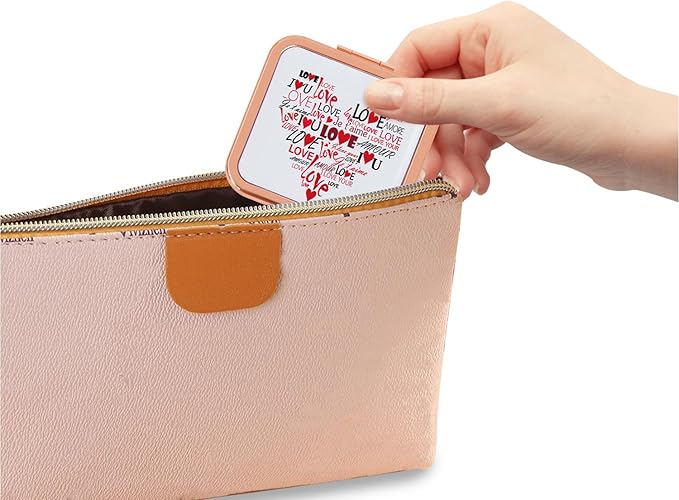 Compact Mirror for Women, Mini Pocket Travel Makeup Mirror, Portable Folding Small Pocket Mirror for Handbag, Purse, Handheld Pocket Mirror Rose Gold