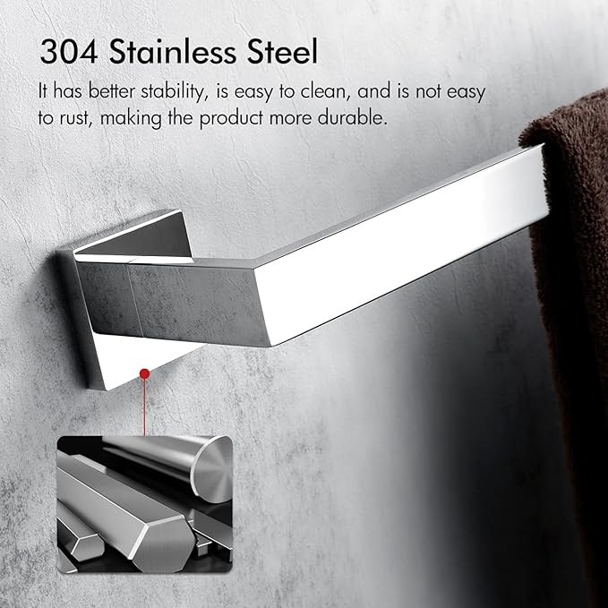 BANOLUX Towel Rack, 16-Inch Single Towel Bars for Bathroom, Towel Racks for Bathroom Wall Mounted SUS304 Stainless Steel Hand Towel Holder Organize Heavy Duty, Chrome Towel Bar