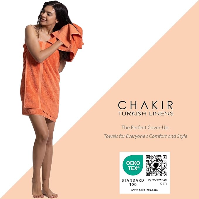 Chakir Turkish Linens Luxury Spa and Hotel Quality Premium Turkish Cotton 6-Piece Towel Set (2 x Bath Towels, 2 x Hand Towels, 2 x Washcloths)