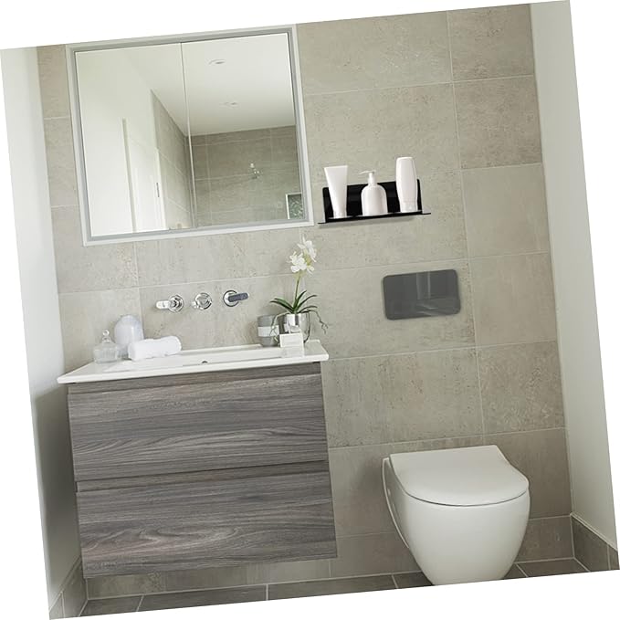 Veemoon 2pcs Bathroom Shelves Over Toilet Wall-Mounted Storage Rack Acrylic Black Decorative Storage Organizer