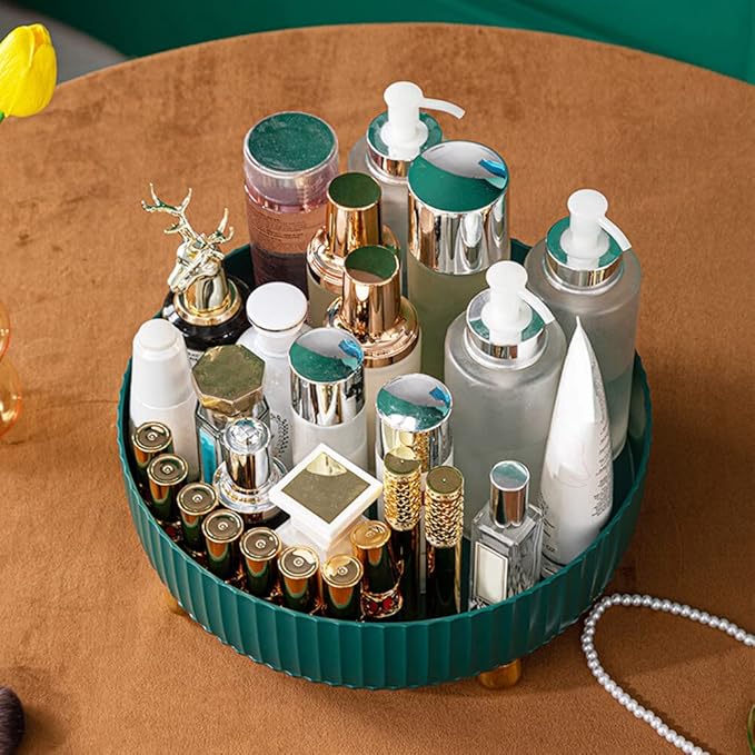 Makeup Perfume Organizer, Round Large Capacity 360 Degree Rotating Makeup Brush Holder Cosmetic Desk Storage Lotions Display Case for Countertop Dresser Bedroom Bathroom Decor