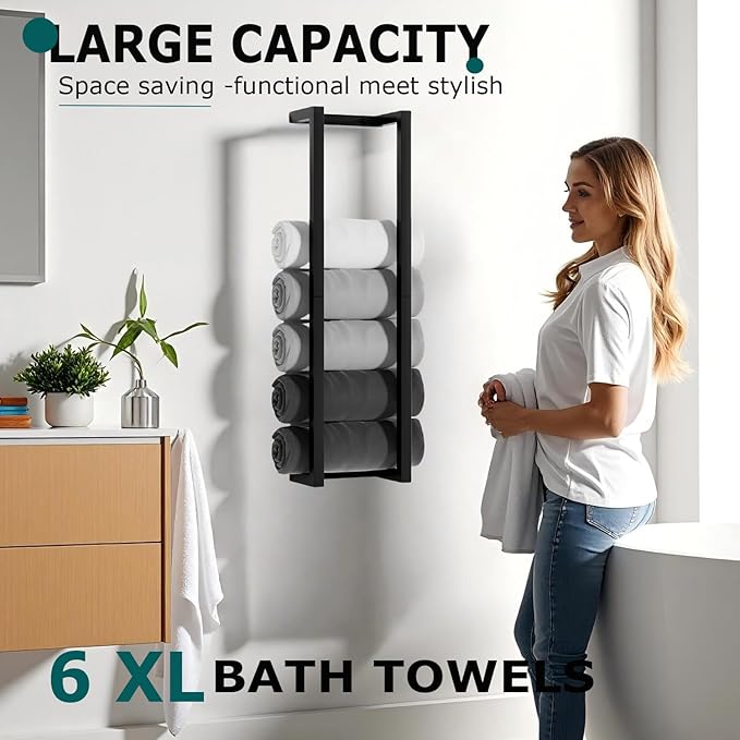 Modern Towel Racks for Bathroom, Wall Mounted Towel Holder in Stainless Steel, Space-Saving Towel Storage for Rolled Towels, Minimalist Bathroom Organizer for Small Bathrooms, RV & Dorm