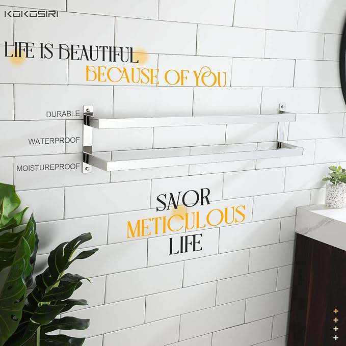 KOKOSIRI Towel Bars Bath Towel Holders 32 Inches Chrome Bathroom 2-Tiers Ladder Towel Rails Wall Mounted Towels Shelves Rack Polished Stainless Steel, B5008CH-L32