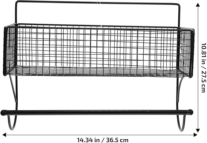 VICASKY Bathroom Hanging Rack Wall-Mounted Iron Storage Shelf with Rod, Punch-Free Bathroom Shelving Organizer for Toiletries and Kitchen Storage