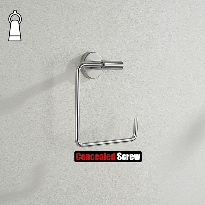 JQK Towel Ring, Stainless Steel Square Ring Towel Holder for Bathroom, 6 Inch Brushed Finished Wall Mount, TR140-BN