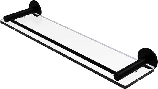 Allied Brass FR-1/22G Fresno Collection 22 Inch Vanity Rail Glass Shelf, Matte Black
