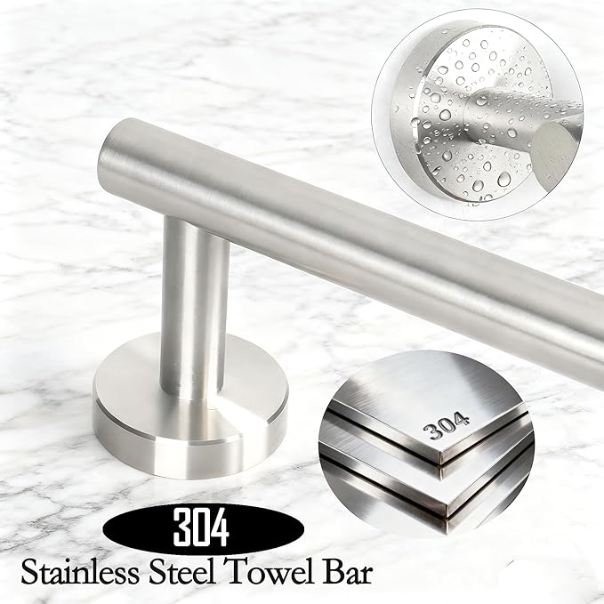 Towel Racks for Bathroom, Stainless Steel Towel Rack, Bathroom Towel Holder, Towel Bar for Bathroom Wall, Towel Holder for Bathroom Wall, Bathroom Towel Rack, Towel Bar, Bathroom Accessories (Silver)