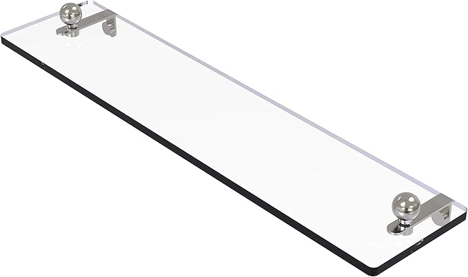 Allied Brass PR-1/16-SN 16 Inch Vanity Beveled Edges Glass Shelf, 16-Inch, Satin Nickel