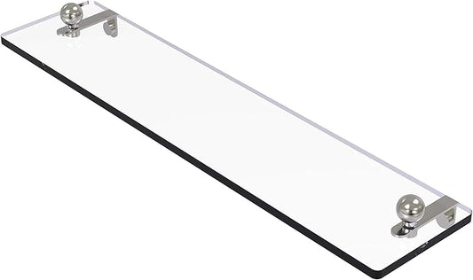 Allied Brass PR-1/16-SN 16 Inch Vanity Beveled Edges Glass Shelf, 16-Inch, Satin Nickel