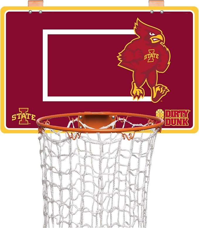 The Dunk Collection The Dirty Dunk Basketball Hoop Laundry Hamper - NCAA, White/Red