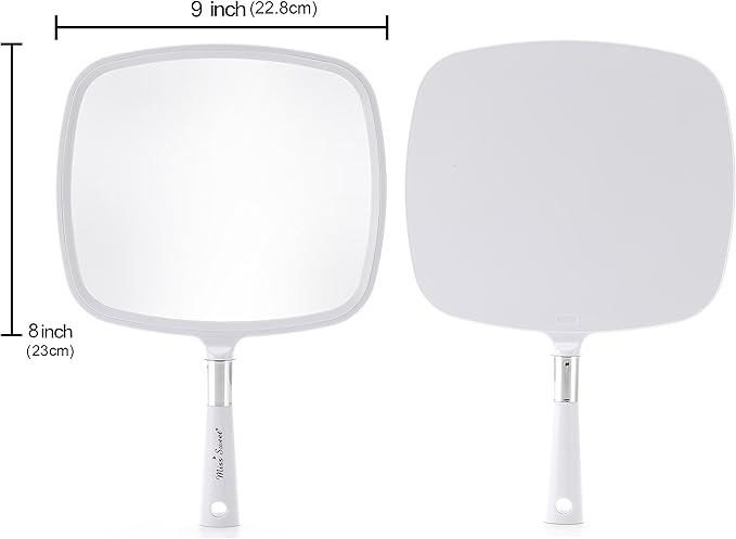 Miss Sweet Handheld Mirror Makeup Mirror 9inch*8inch (White)