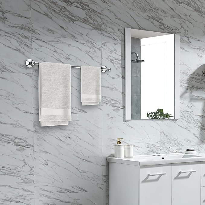 Newfun 8-Pieces 24 Inch Polished Chrome Bathroom Hardware Set, Bathroom Accessory Set, Includes 24" Adjustable Bath Towel Bar, Towel Rings Wall Mounted, Toilet Paper Holder, Robe Towel Hooks