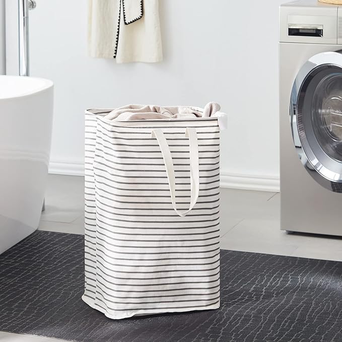 70L Freestanding Laundry Hamper, Collapsible Waterproof Clothes Basket with Easy Carry Long Handle, Washing Bag for Clothes, Toys (2 Pack, Grey)