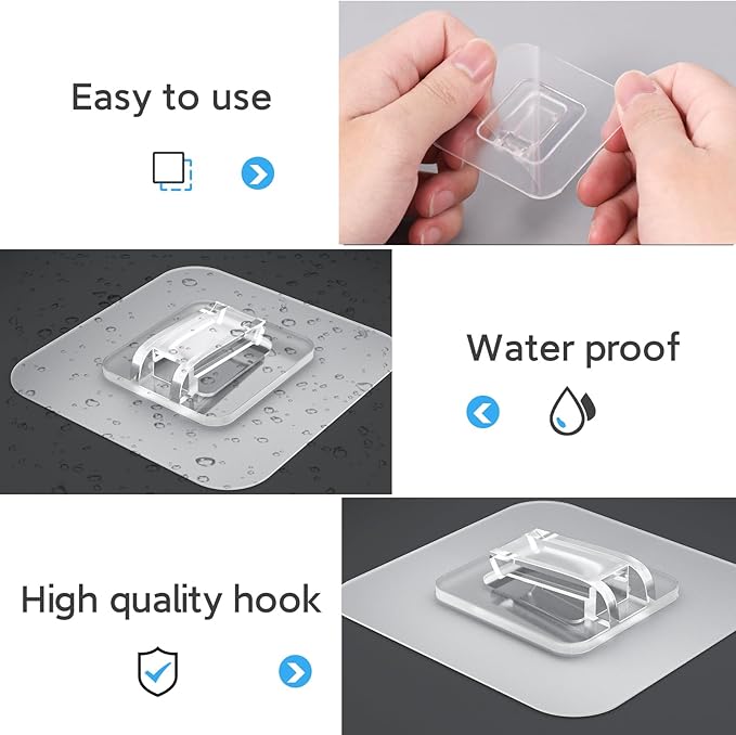 Shower Caddy Adhesive Replacement, Transparent Strong Adhesive Hooks, No Drilling, Waterproof, for Shower Caddy, Bathroom Storage Shelves and Kitchen Racks (Triple*3pcs)