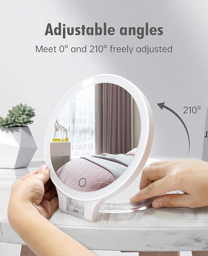 FASCINATE Magnifying Mirror 30X 1X Double Sided Magnification Makeup Vanity Mirror Rechargeable Lighted Mirror with 3 Color Setting Adjustable Rotation LED Vanity Desk Mirror