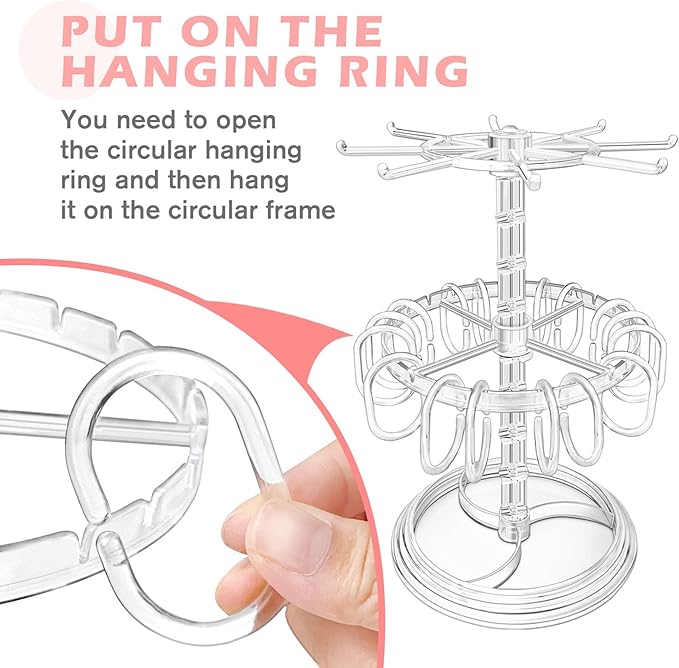 Claw Clip Organizer and Scrunchies Holder Stand, Acrylic Claw Clip Holder Organizer for Women and Girls, Double-Layer, 360-Degree Rotating