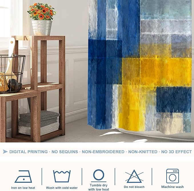 Shrahala Brown Abstract Art Decorative Shower Curtain, Grey Contemporary Colorful Bathroom Décor Polyester Fiber Waterproof with Plastic Rings for Shower Stall Bathtubs 72 X 36 in