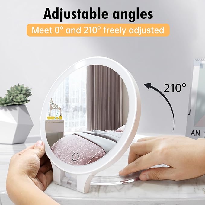 FASCINATE Travel 30X Magnifying Mirror with Light, Lighted Makeup Mirror Double Sided Magnification with 3 Color Setting & Stepless Dimming, Adjustable Rotation Rechargeable LED Vanity Mirror