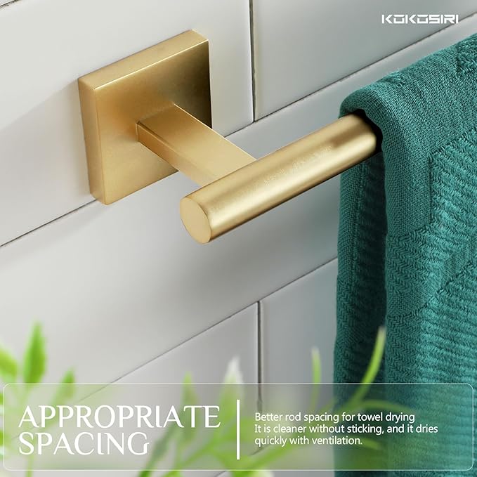 KOKOSIRI Bathroom Towel Bar 36'' Towel Holder for Bath Kitchen Wall Mount Towel Rails 36 Inch Brushed Gold Stainless Steel B4005BG-L36