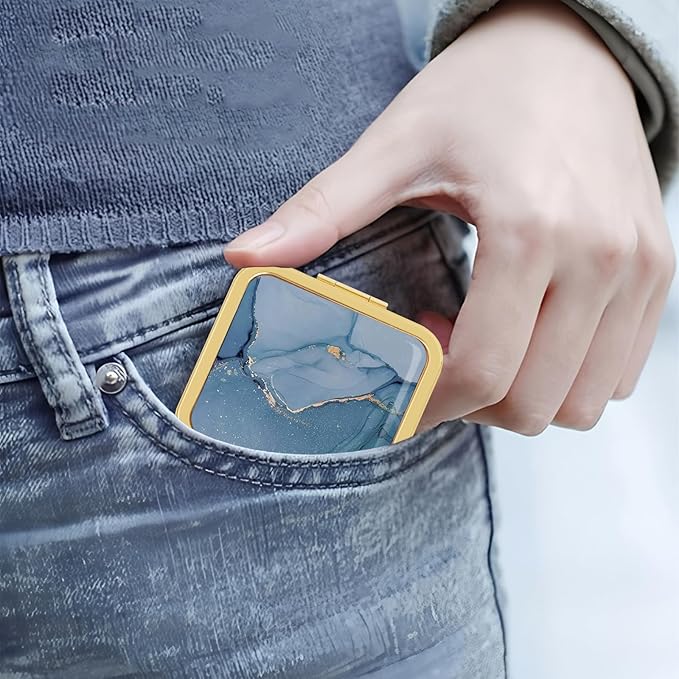 Pocket Mirror for Women Small Travel Mirror Magnifying Purse Mirror Compact Unique Gift for Girls Gold