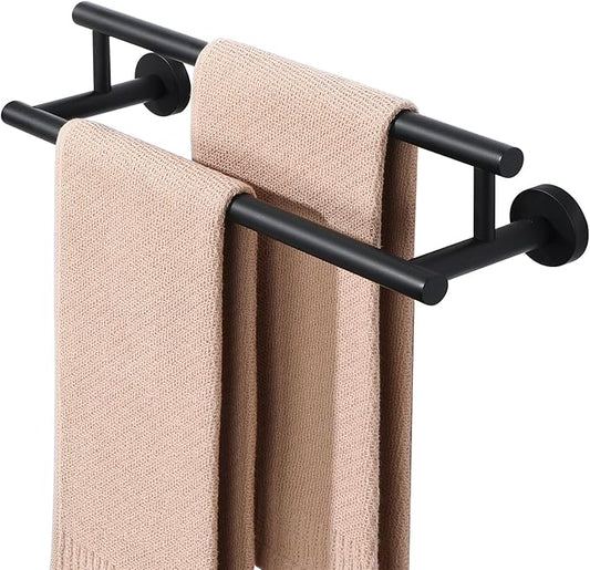 Alise Double Towel Bar Black,16" Towel Racks for Bathroom Wall Mounted,Bathroom Towel Rack SUS304 Stainless Steel Bathroom Towel Holder Quick Drying Hand Towel Holder Towel Bar for Walls