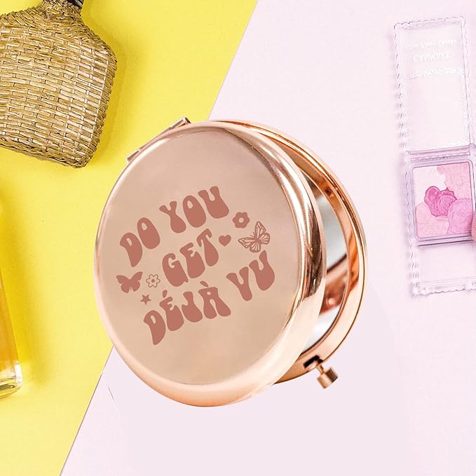 KEYCHIN Music Album Pocket Mirror Singer Fans Gifts Do You Get Deja Vu Music Song Lyrics Compact Makeup Mirror for Women Girls Teenagers (Deja Vu -RG)