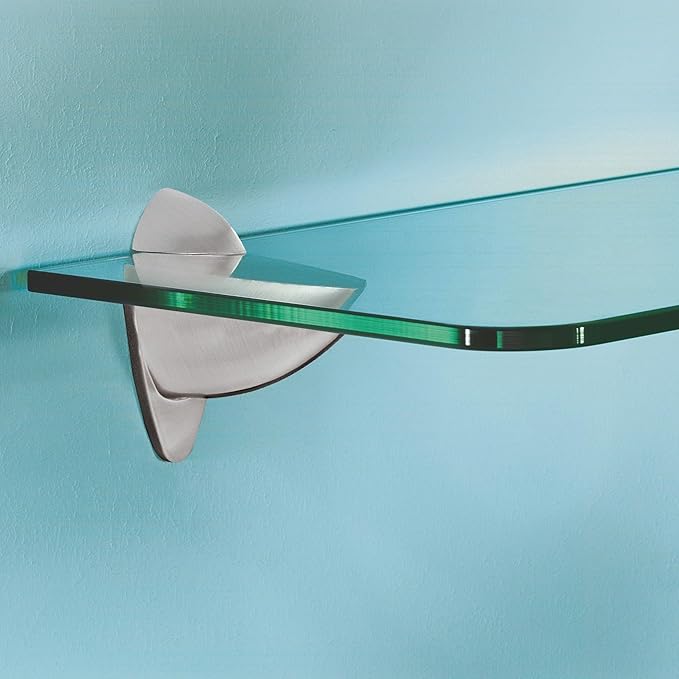 Glass Shelves - Tempered Safety Glass Shelves for Bathroom, Choose Over 20 Shelf Brackets and Multiple Shelf Sizes - Ara Style - 23.6 x 11.8 in - Stainless Clip