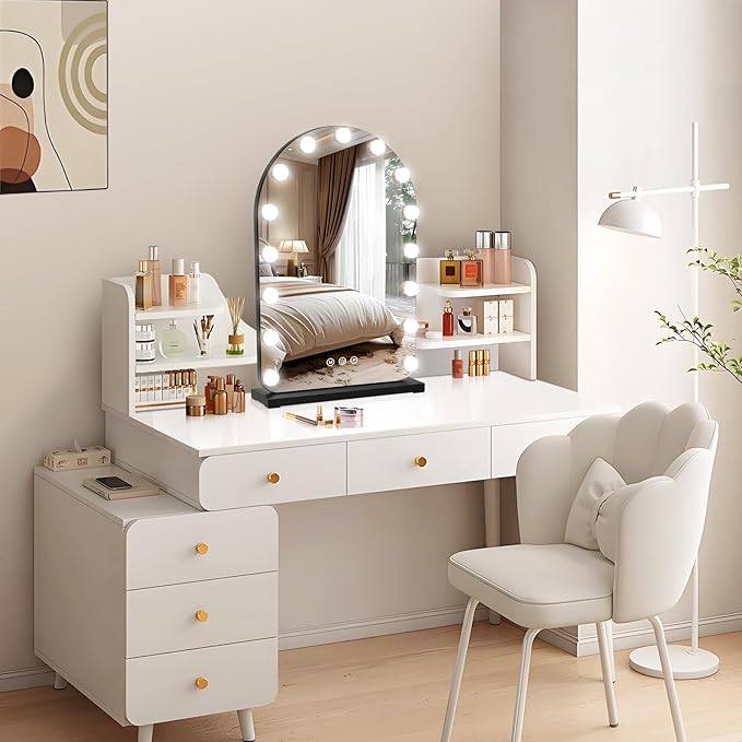 halumao Vanity Mirror with Lights, 15.7" x 23.6" Hollywood Lighted Makeup Mirror with 15 Dimmable LED Bulbs for Dressing Room Bedroom Black