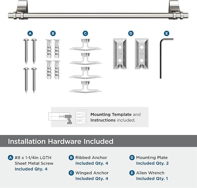 Amerock BH36053G10 | Brushed Nickel Towel Bar | 18 in (457 mm) Towel Rack | Davenport | Bathroom Towel Holder | Bathroom Hardware | Bath Accessories