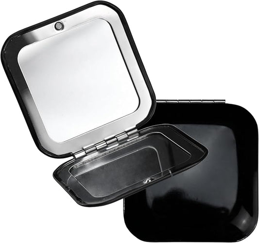 Iconikal 2-Pack Metal Compact Vanity Travel Purse Makeup Mirror 1X / 3X Magnifying, Black for Pocket Clutch Purse