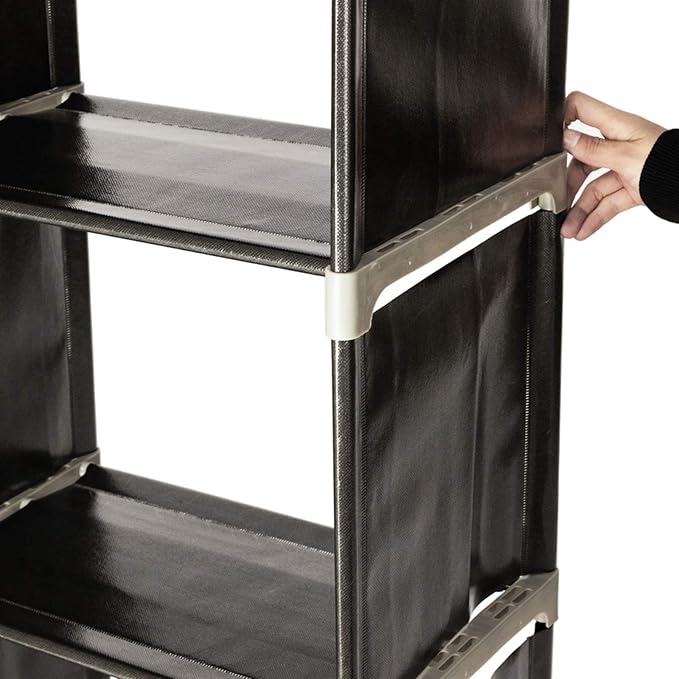 3‑Tier Storage Shelf with 9 Compartments – Multifunctional Organizer, Easy Assembly, Black