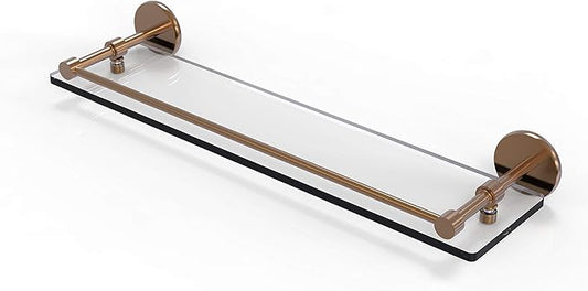 Allied Brass P1000-1/22-GAL-BBR 22 Inch Tempered Gallery Rail Glass Shelf, Brushed Bronze