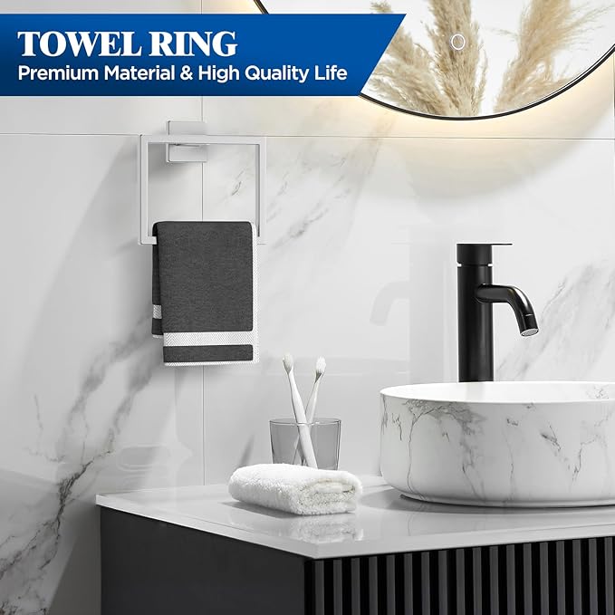7-Pieces Brushed Nickel Bathroom Hardware Accessories Set, SUS304 Stainless Steel, 16 Inch Bath Towel Bar Set, Towel Holder, Towel Racks for Bathroom Wall Mounted