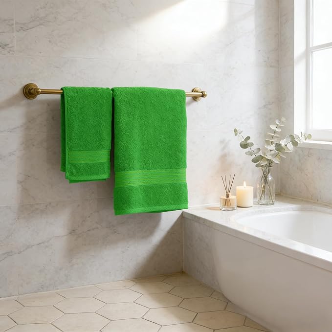 COZYART Spring Green Bath Towels for Bathroom 6 Pcs, Turkish Cotton Bath Towel Set Super Soft Highly Absorbent Durable 650 GSM Shower Towels for Daily Use