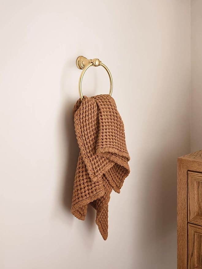 Moen Weymouth Brushed Gold Bathroom Hand -Towel Ring, YB8486BG
