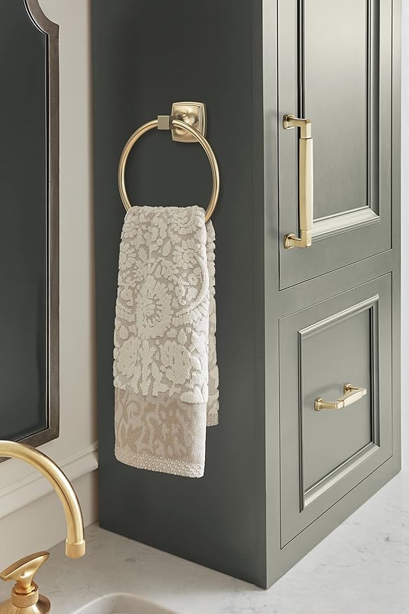 Amerock BH36092BBZ | Golden Champagne Towel Ring | 7-9/16 in (192 mm) Length Towel Holder | Stature |Hand Towel Holder for Bathroom Wall |Small Kitchen |Bath Accessories,Golden Champagne