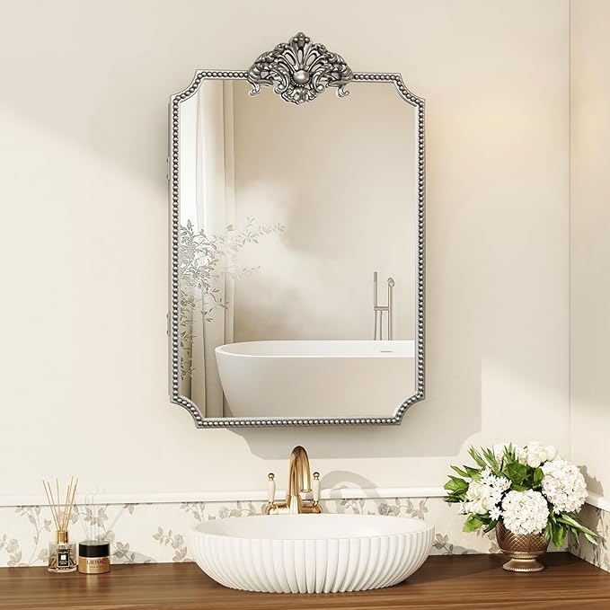 16x24 Inch Medicine Cabinets for Bathroom, Recessed or Surface Mount Medicine Cabinet Mirror，Medicine Cabinet Mirror with Storage, All-Metal Frame, Sturdy & Heavy Shelves, Easy Assembly(Silver)