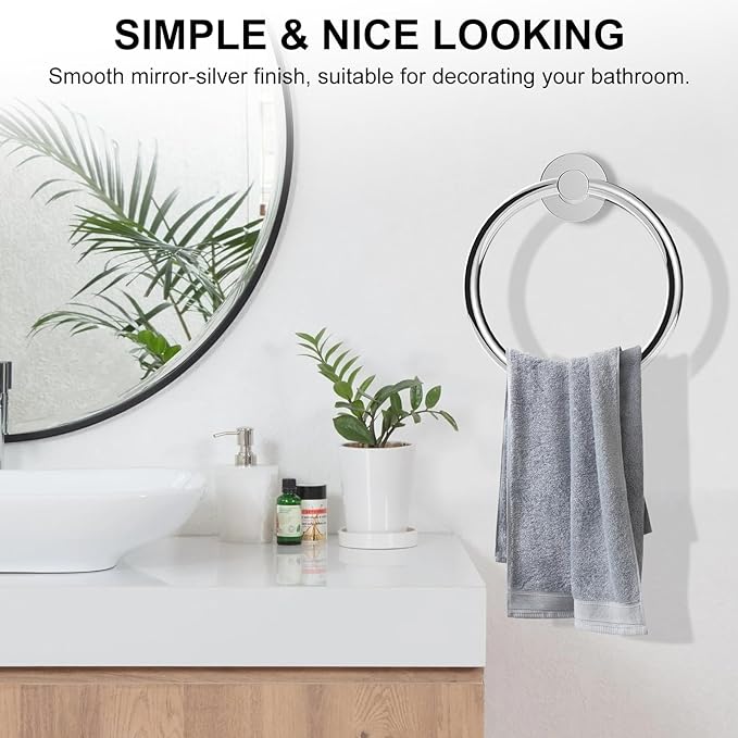 SetSail Towel Holder for Bathroom Wall Stainless Steel Hand Towel Ring Heavy Duty Towel Hanger for Bathroom, ?€?Mirror Silver