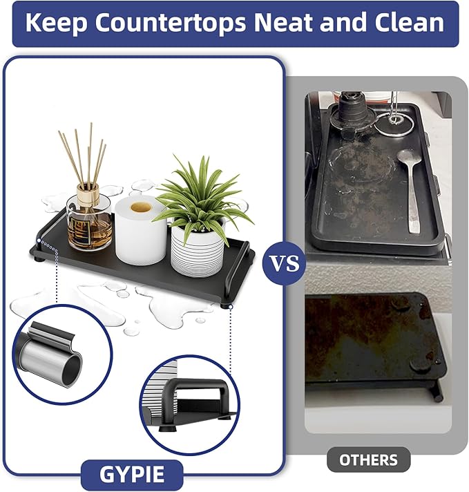Gypie 2 Pack Toilet Paper Storage, Toilet Tank Tray with Handle, Toilet Paper Basket for Bathroom, Toilet Tank, Kitchen (Black)