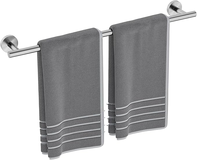 Luxbaro 24 Inch Brushed Nickel Towel Bar, Thicken Towel Rack for Bathroom Wall Mounted, SUS304 Stainless Steel Towel Rod, Modern Home Decor (Total Length 26 Inch)