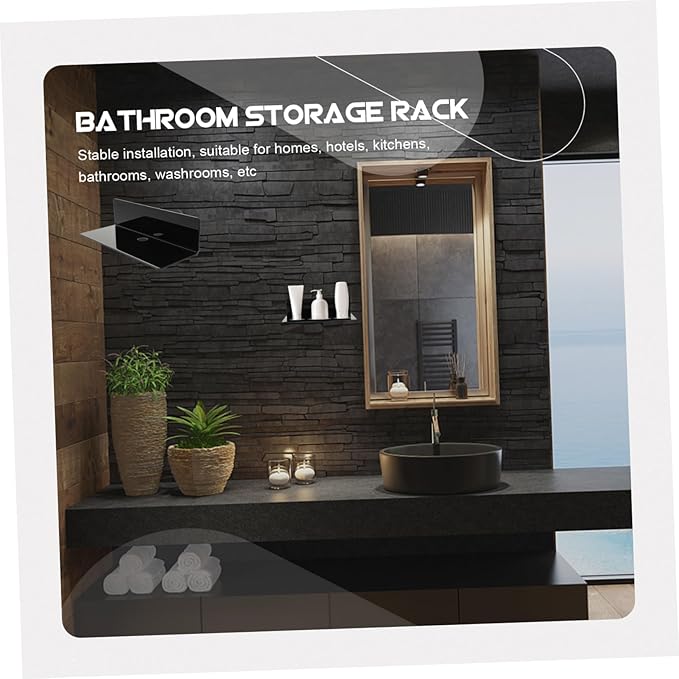 Veemoon 2pcs Bathroom Shelves Over Toilet Wall-Mounted Storage Rack Acrylic Black Decorative Storage Organizer