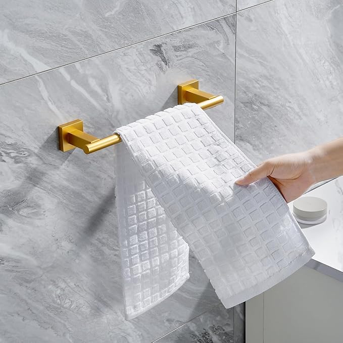 Miyili 12-Inch Hand Towel Bar Stainless Steel Towel Holder Rack for Bathroom or Kitchen Wall Mount Gold Finish, A02G30A