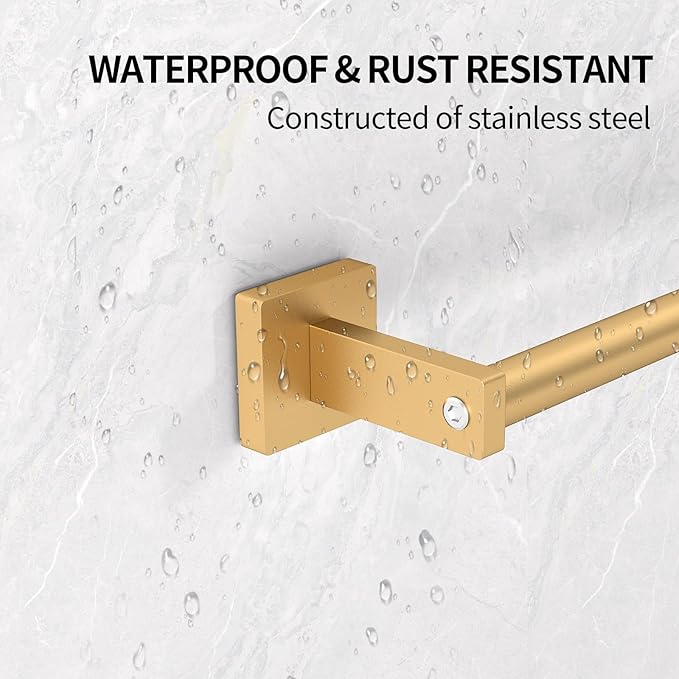 MKO Towel Bar for Bathroom, 24" Towel Racks for Bathroom Hanger Wall Mounted, Hand Towel Holder Rod with Metal for Kitchen Home, Gold 2 Pack
