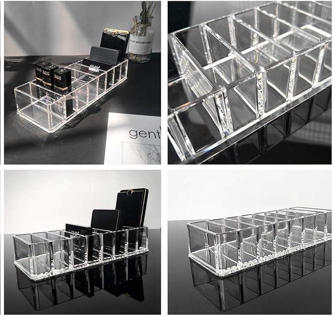 Makeup Cosmetic Display Case with 8 Slots, Skincare Organizers, Clear Makeup Storage Drawers Storage, Beauty Compact Blush (Transparent)