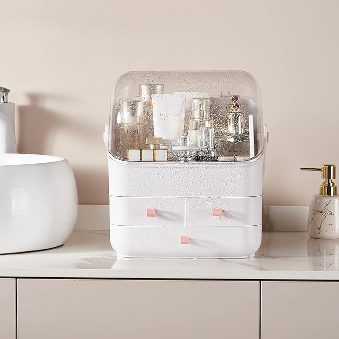 SUNFICON Makeup Organizer Holder Cosmetic Storage Box with Makeup Tray Holder Organizer Cosmetic Display Case
